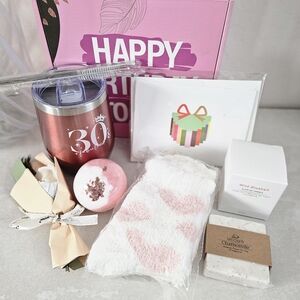 🆕️Celebrate 30th Birthday Gift Set Bath Bomb Handman Soap Candle Tumbler Socks